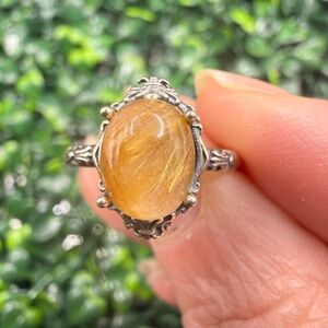 Golden Rutile Quartz, Adjustable Sterling Silver Ring
